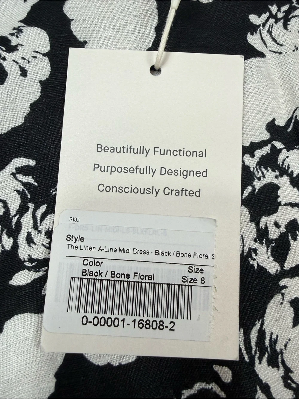 Everlane Black & White Floral Linen Midi Dress